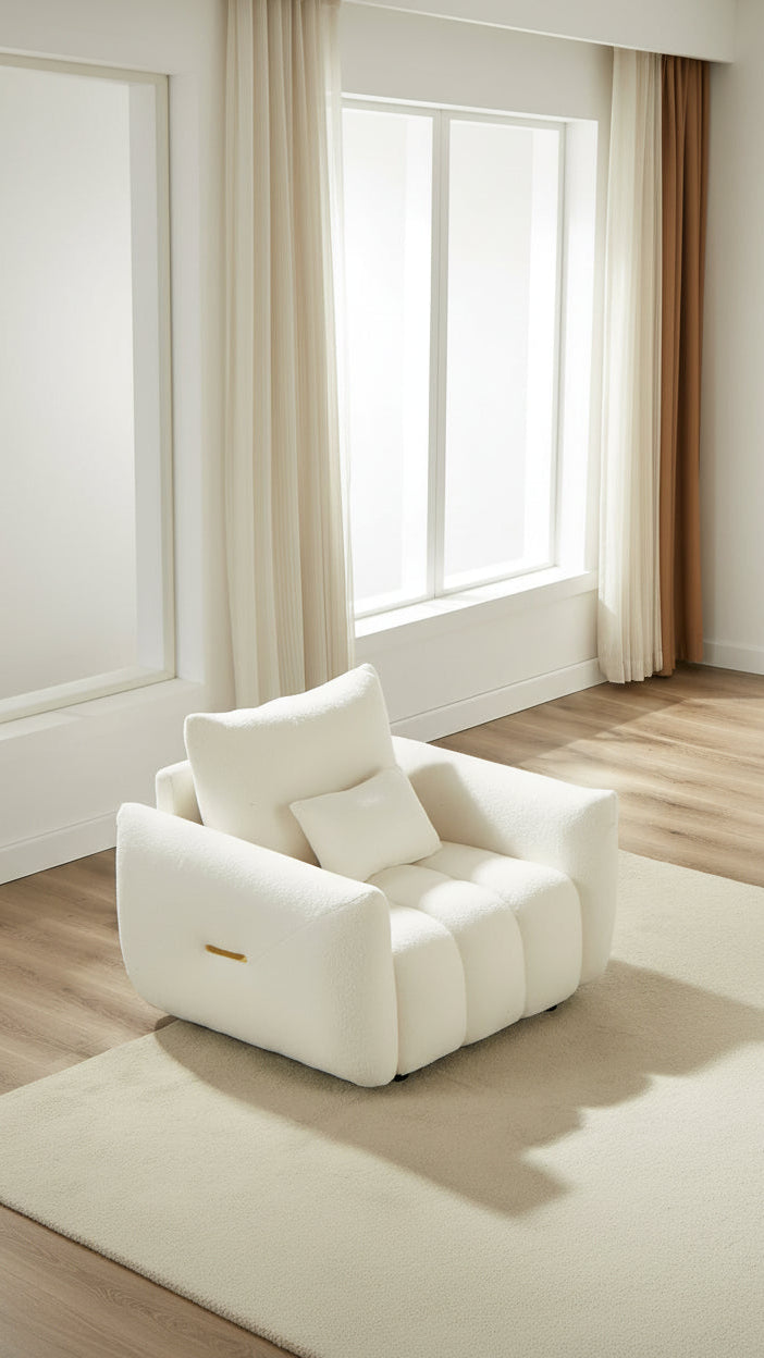 Teddy Fabric Lounge Chair with Plastic Legs, 39.7 Inch