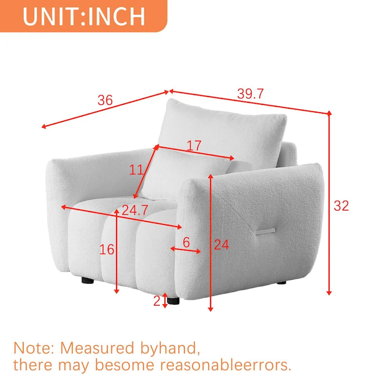 Teddy Fabric Lounge Chair with Plastic Legs, 39.7 Inch