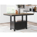 Farmhouse Counter Height Dining Table with Butcher Block Top and Storage Pedestal