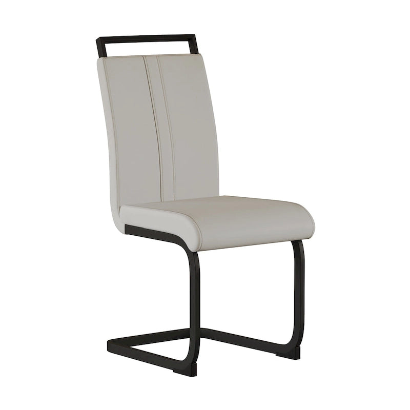 High Back Faux Leather Dining Chair with C-Shaped Metal Base, Set of 4