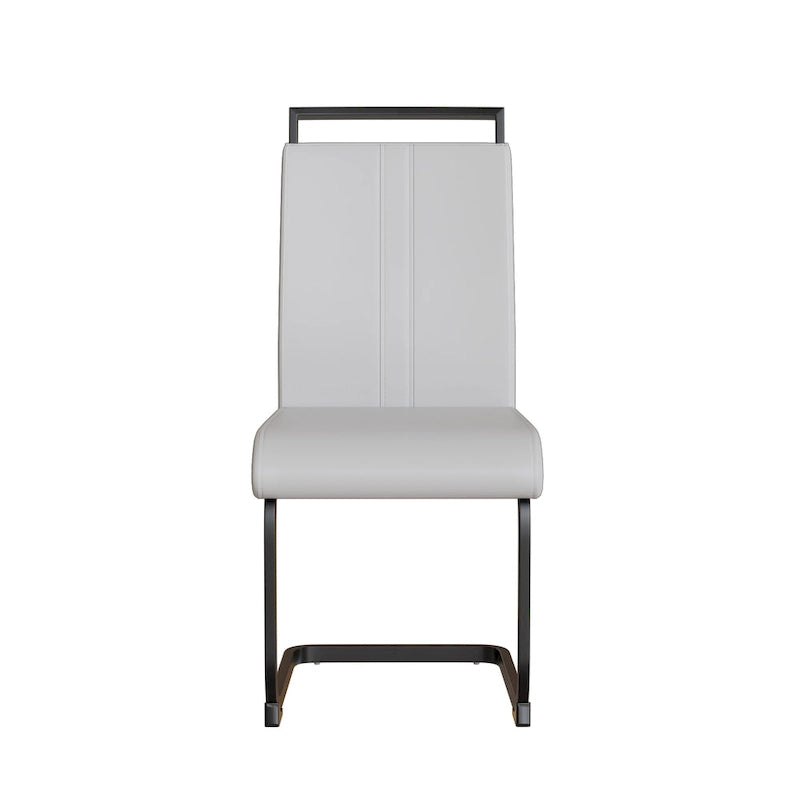 High Back Faux Leather Dining Chair with C-Shaped Metal Base, Set of 4