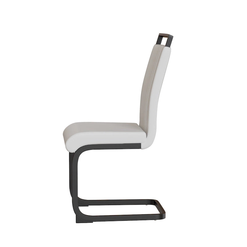 High Back Faux Leather Dining Chair with C-Shaped Metal Base, Set of 4