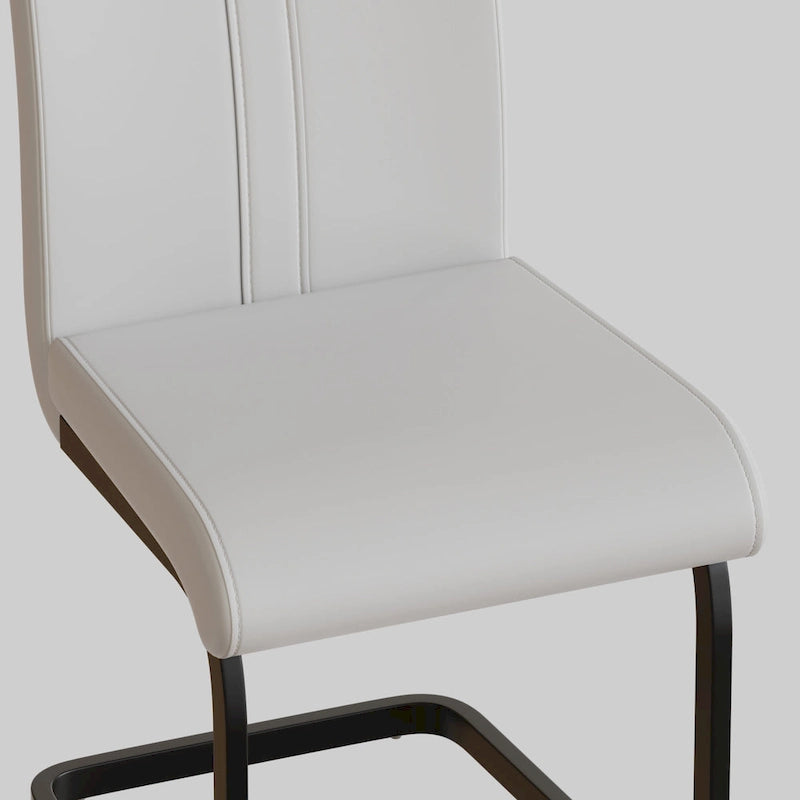 High Back Faux Leather Dining Chair with C-Shaped Metal Base, Set of 4