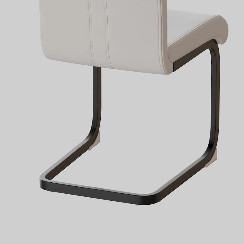 High Back Faux Leather Dining Chair with C-Shaped Metal Base, Set of 4