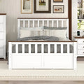 Wood Slat Platform Bed with Vertical Headboard, Footboard and 2 Drawers
