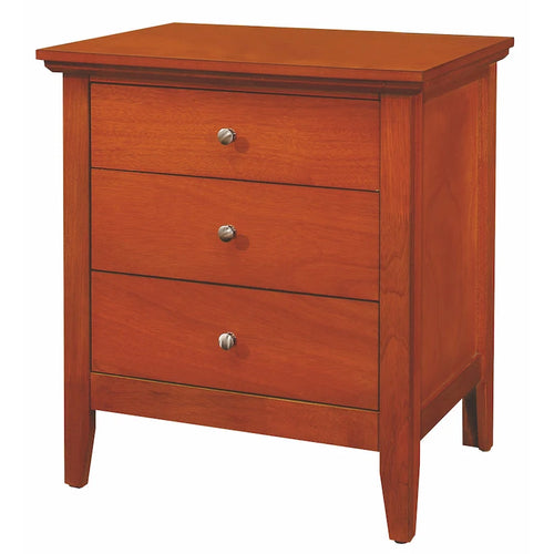 3-Drawer Nightstand with Open Shelf - Beige Bedroom Storage Cabinet