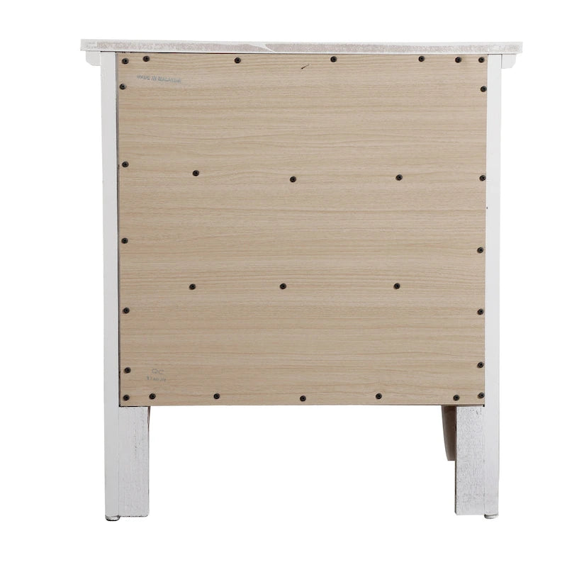 3-Drawer Nightstand with Open Shelf - Beige Bedroom Storage Cabinet