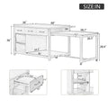 Extendable Kitchen Island with Storage Drawers and Built-in Power Outlets