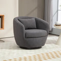 Grey 360-Degree Swivel Barrel Chair with Hidden Storage and PU Leather