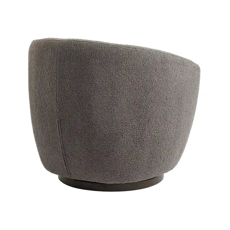 Grey 360-Degree Swivel Barrel Chair with Hidden Storage and PU Leather