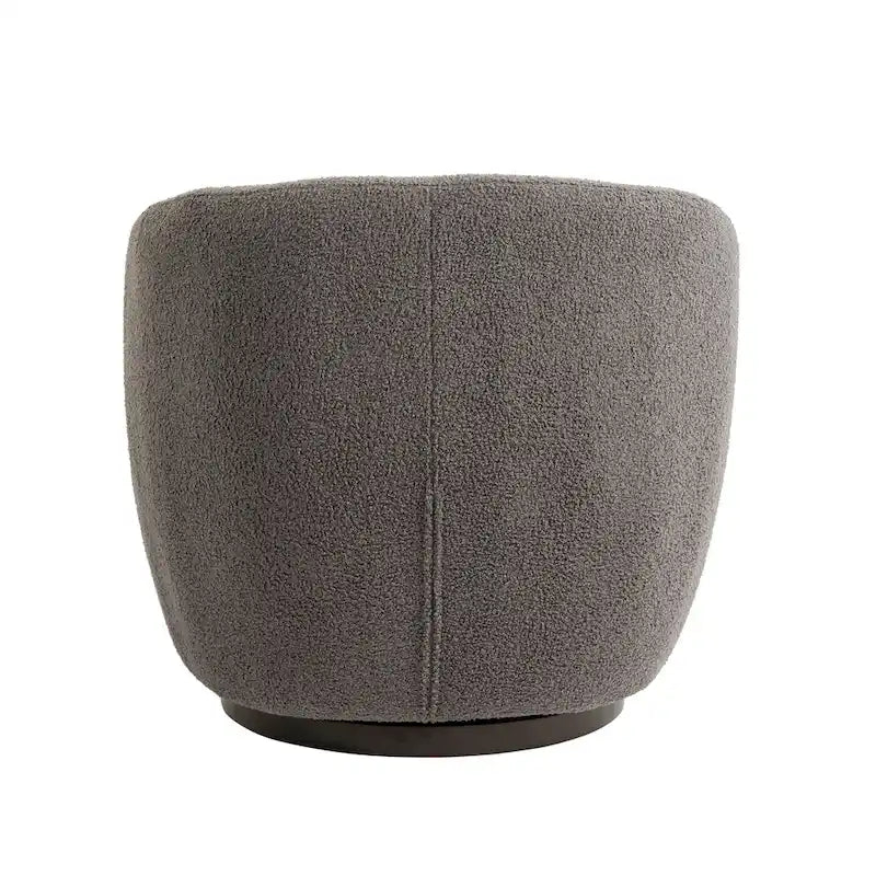 Grey 360-Degree Swivel Barrel Chair with Hidden Storage and PU Leather