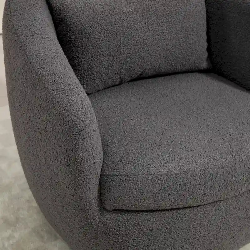 Grey 360-Degree Swivel Barrel Chair with Hidden Storage and PU Leather