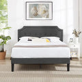 Upholstered Platform Bed Frame with Adjustable Tufted Headboard