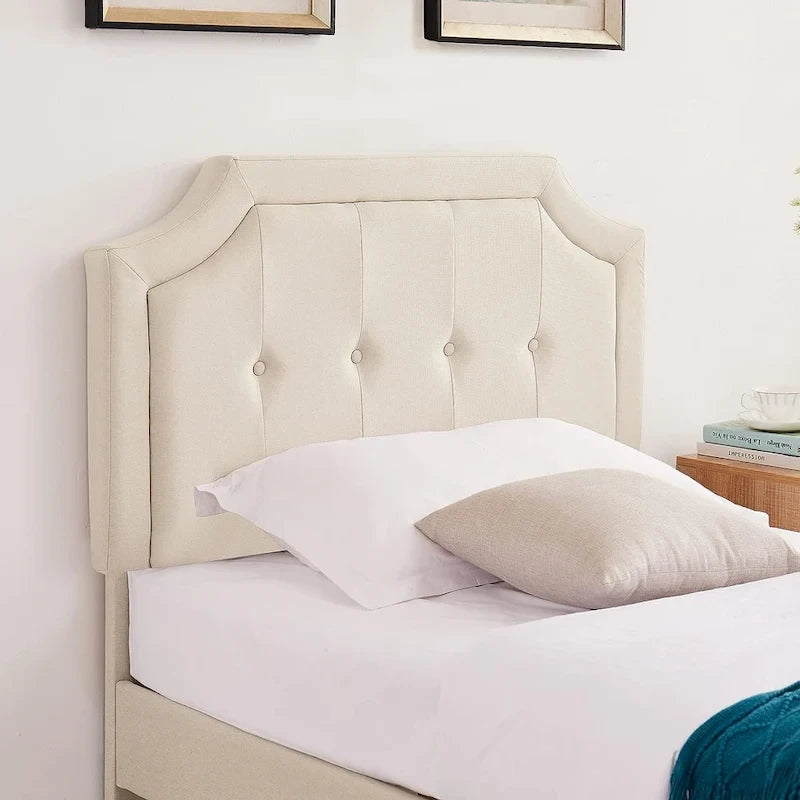 Upholstered Platform Bed Frame with Adjustable Tufted Headboard