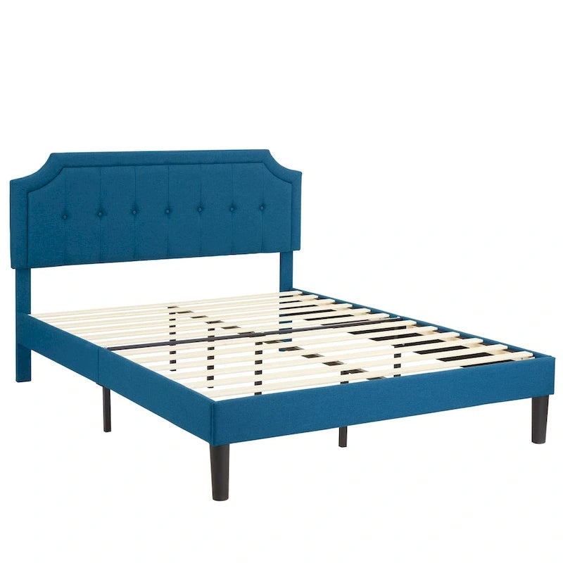 Upholstered Platform Bed Frame with Adjustable Tufted Headboard