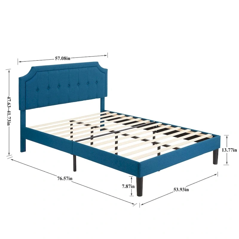 Upholstered Platform Bed Frame with Adjustable Tufted Headboard