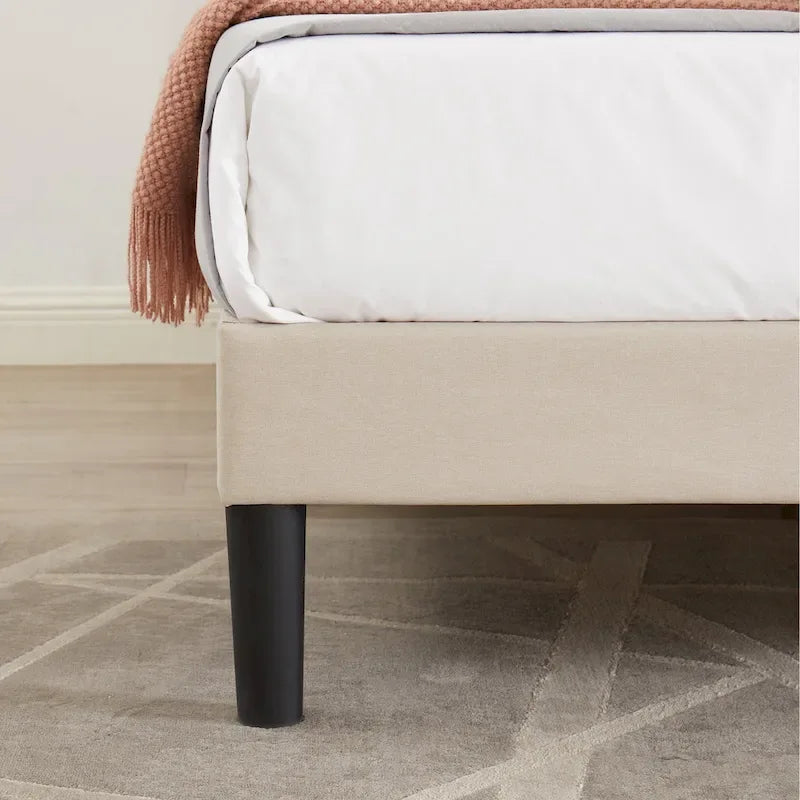 Upholstered Platform Bed Frame with Adjustable Tufted Headboard