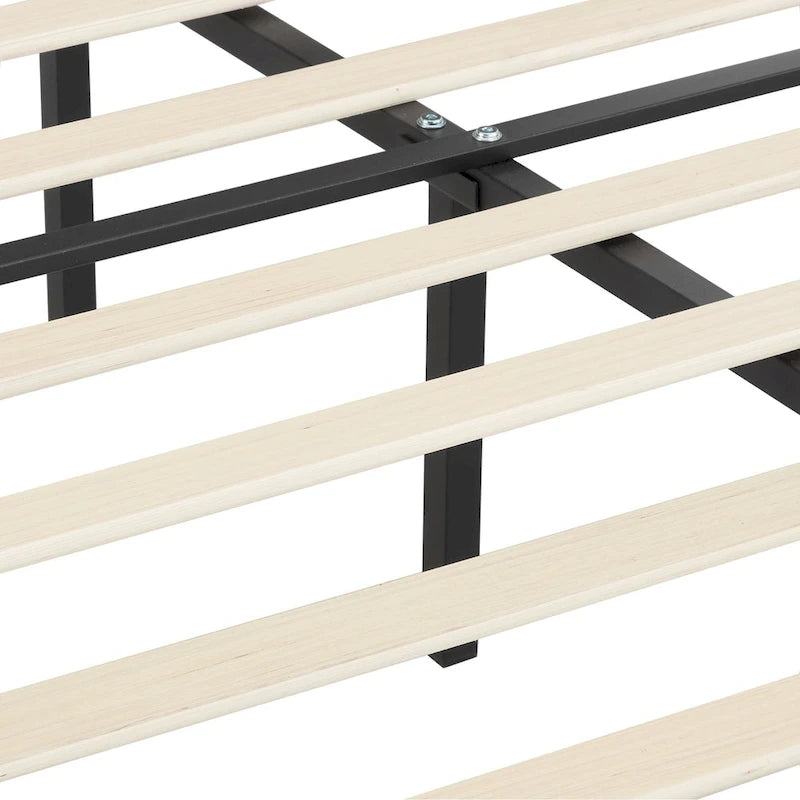 Upholstered Platform Bed Frame with Adjustable Tufted Headboard