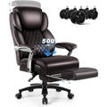 Big and Tall Office Chair 500 lb - Reclining Leather with Footrest and Lumbar Support