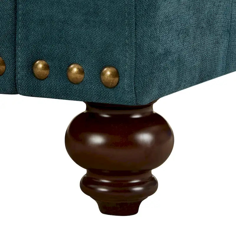 Modern Sofa Chair with Nailhead Trim - Green Chenille