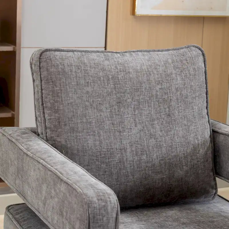 Modern Upholstered 360 Swivel Open-Back Barrel Chair with Pillow