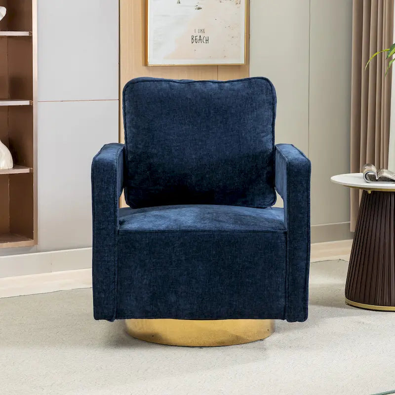 Modern Upholstered 360 Swivel Open-Back Barrel Chair with Pillow