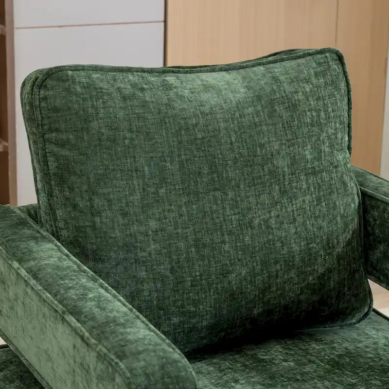 Modern Upholstered 360 Swivel Open-Back Barrel Chair with Pillow