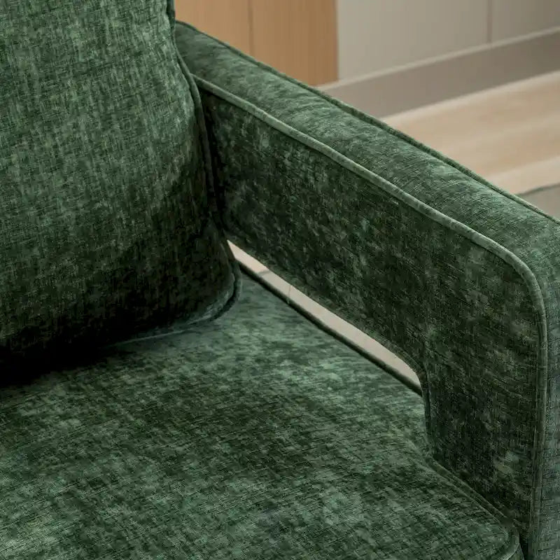 Modern Upholstered 360 Swivel Open-Back Barrel Chair with Pillow