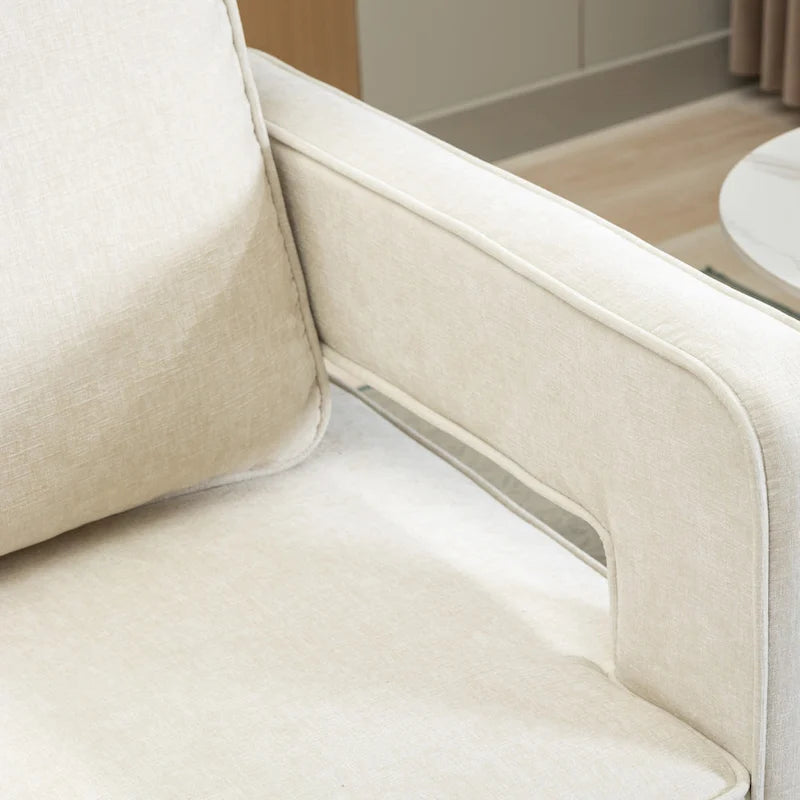 Modern Upholstered 360 Swivel Open-Back Barrel Chair with Pillow