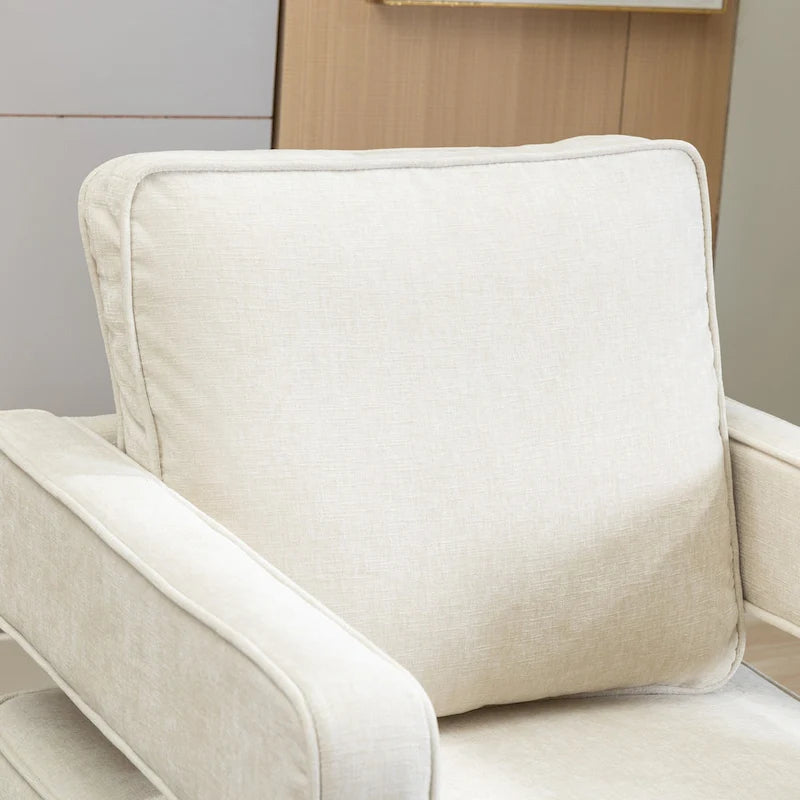 Modern Upholstered 360 Swivel Open-Back Barrel Chair with Pillow
