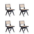 Modern Natural Cane Dining Chair with Solid Ash Wood Frame, Set of 2