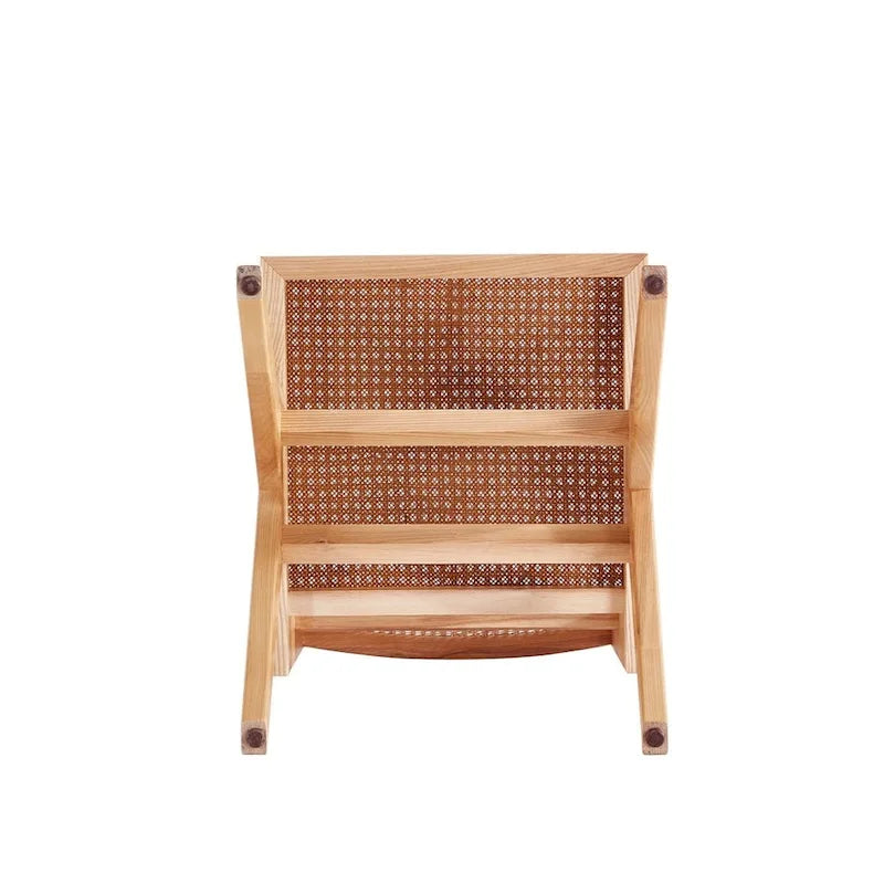 Modern Natural Cane Dining Chair with Solid Ash Wood Frame, Set of 2