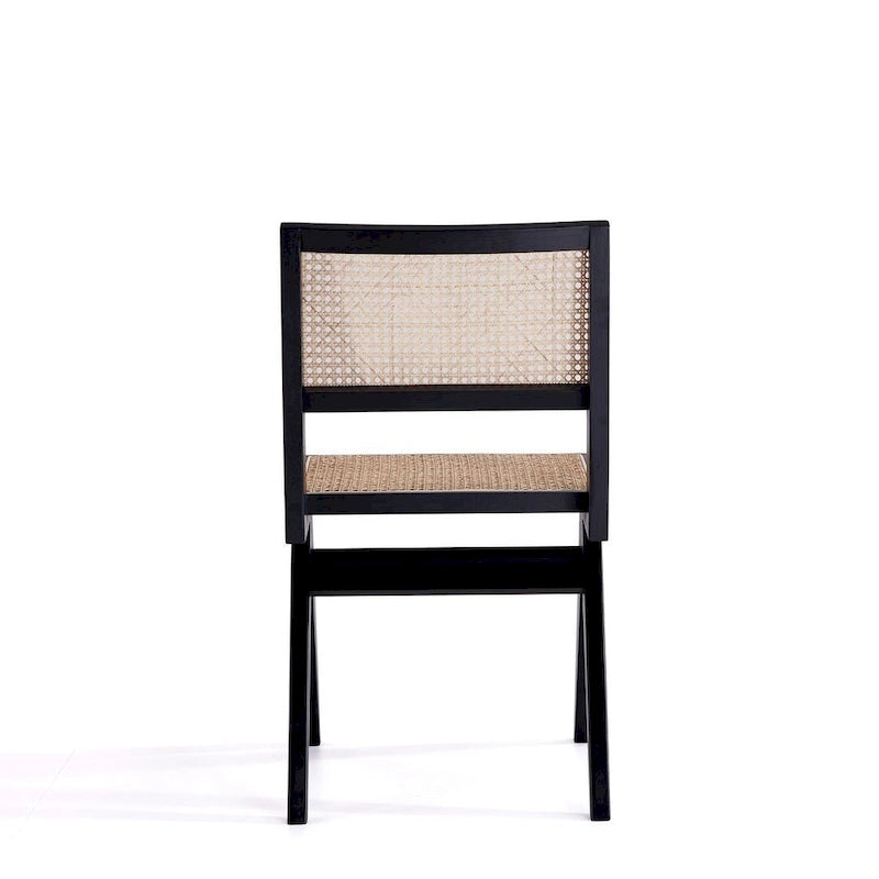 Modern Natural Cane Dining Chair with Solid Ash Wood Frame, Set of 2