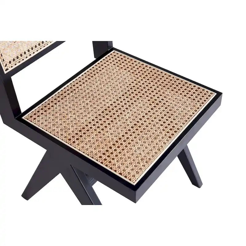 Modern Natural Cane Dining Chair with Solid Ash Wood Frame, Set of 2