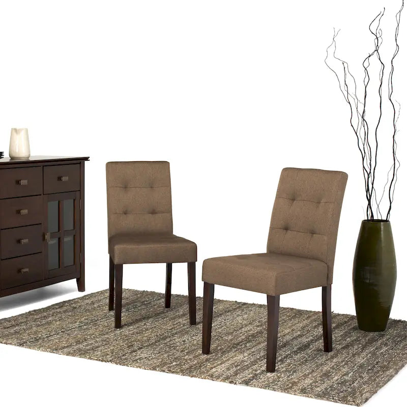Contemporary Upholstered Dining Chair with Solid Wood Legs, Set of 2