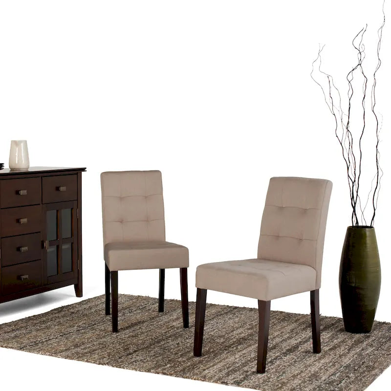 Contemporary Upholstered Dining Chair with Solid Wood Legs, Set of 2