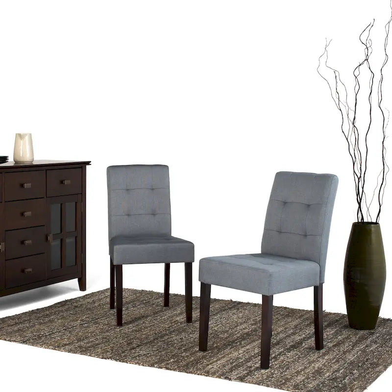 Contemporary Upholstered Dining Chair with Solid Wood Legs, Set of 2