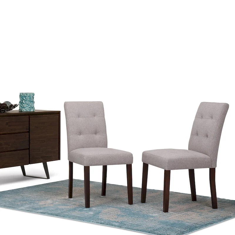 Contemporary Upholstered Dining Chair with Solid Wood Legs, Set of 2