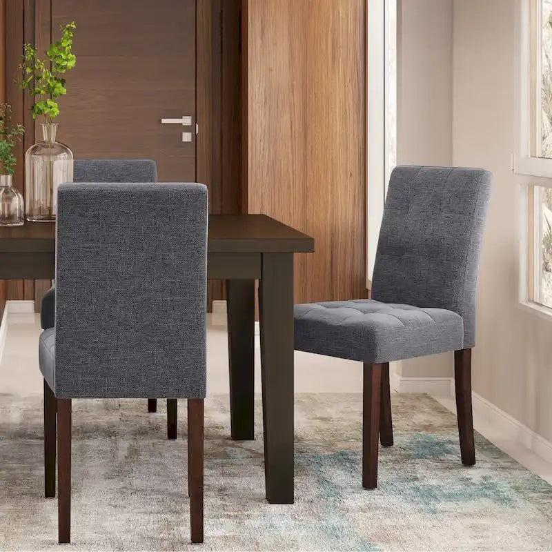 Contemporary Upholstered Dining Chair with Solid Wood Legs, Set of 2