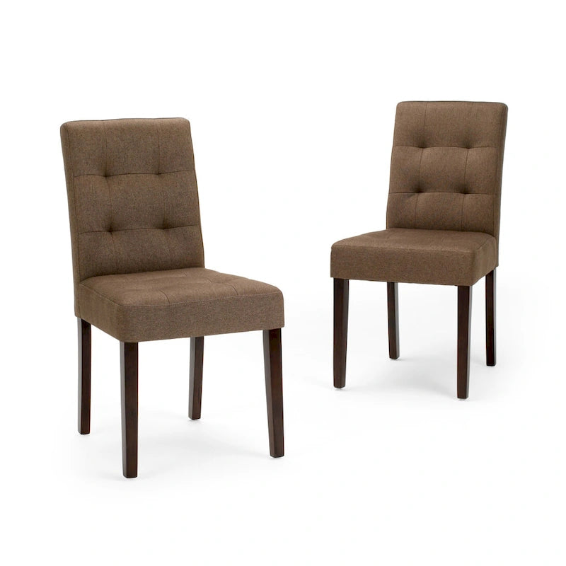 Contemporary Upholstered Dining Chair with Solid Wood Legs, Set of 2