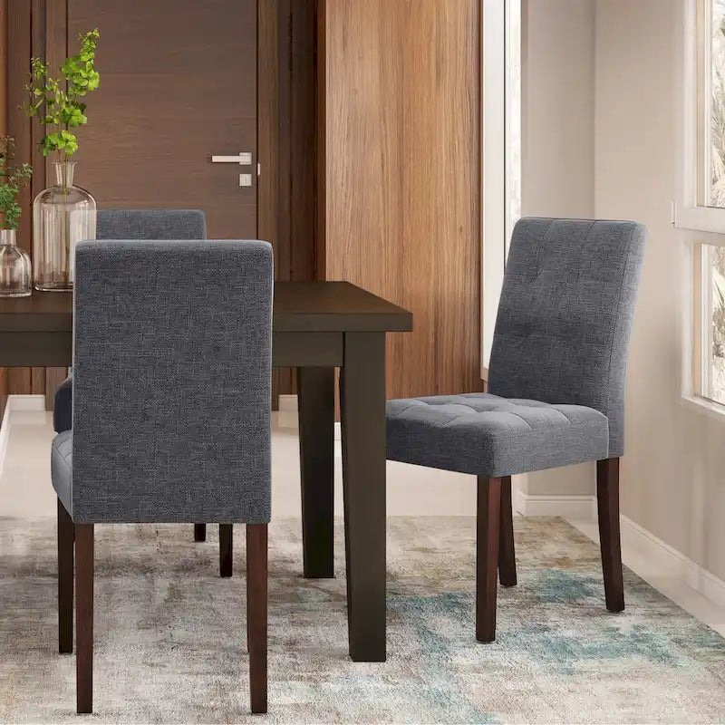 Contemporary Upholstered Dining Chair with Solid Wood Legs, Set of 2