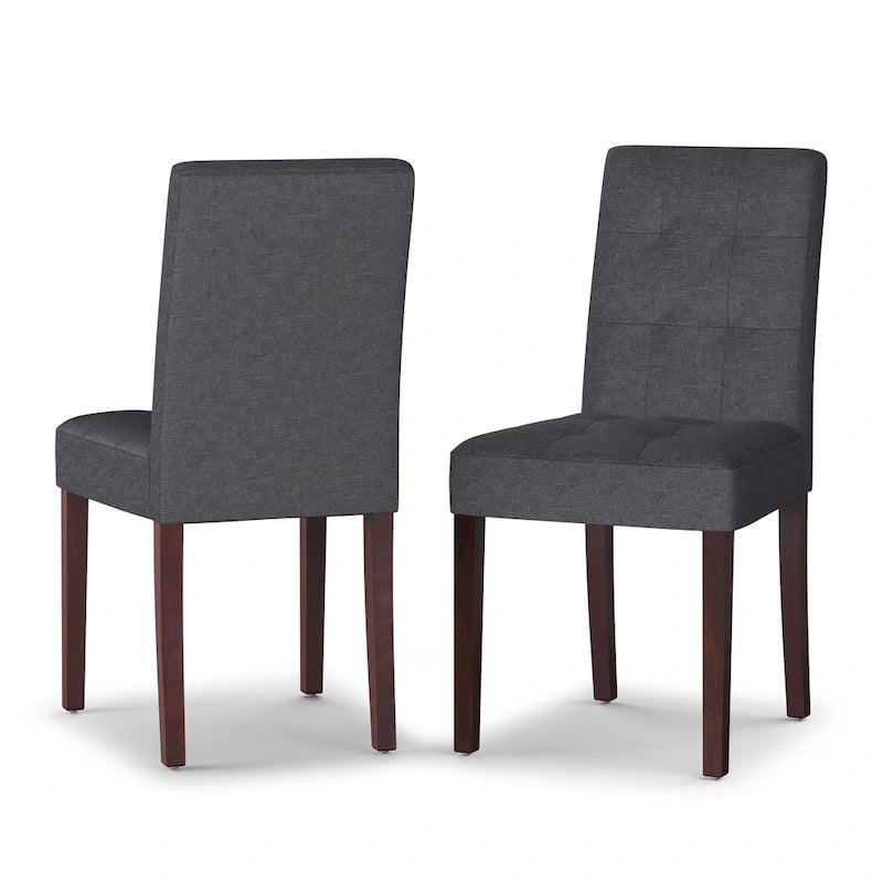 Contemporary Upholstered Dining Chair with Solid Wood Legs, Set of 2