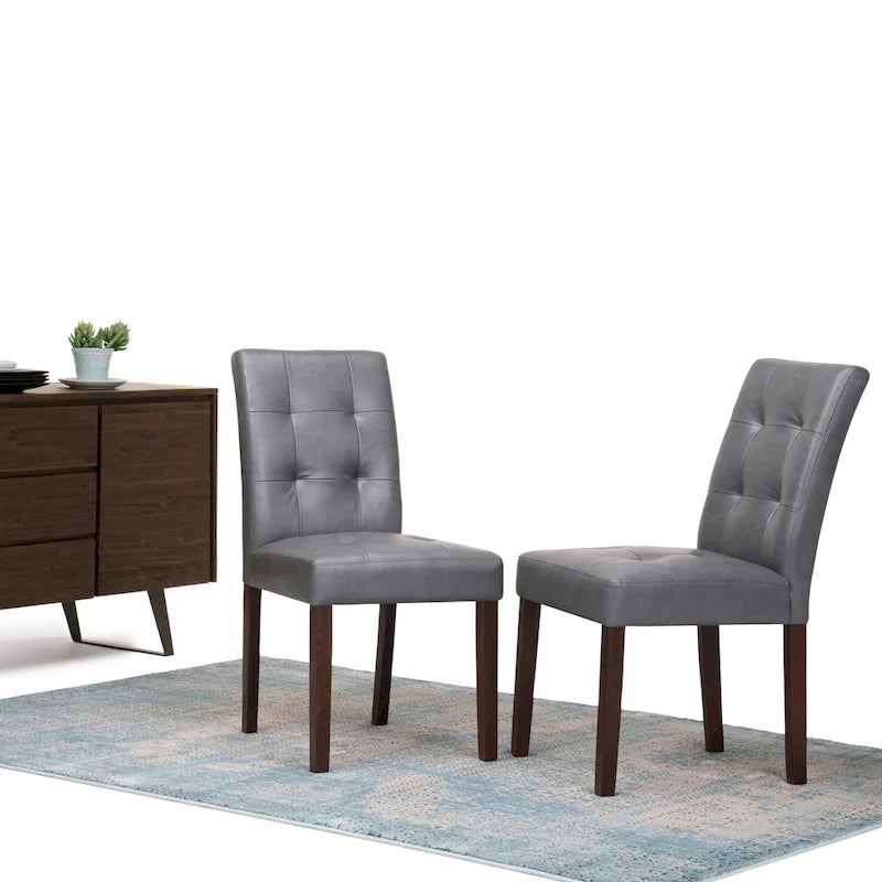 Contemporary Upholstered Dining Chair with Solid Wood Legs, Set of 2