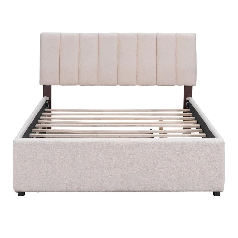 Upholstered Platform Bed with Trundle and LED Lights