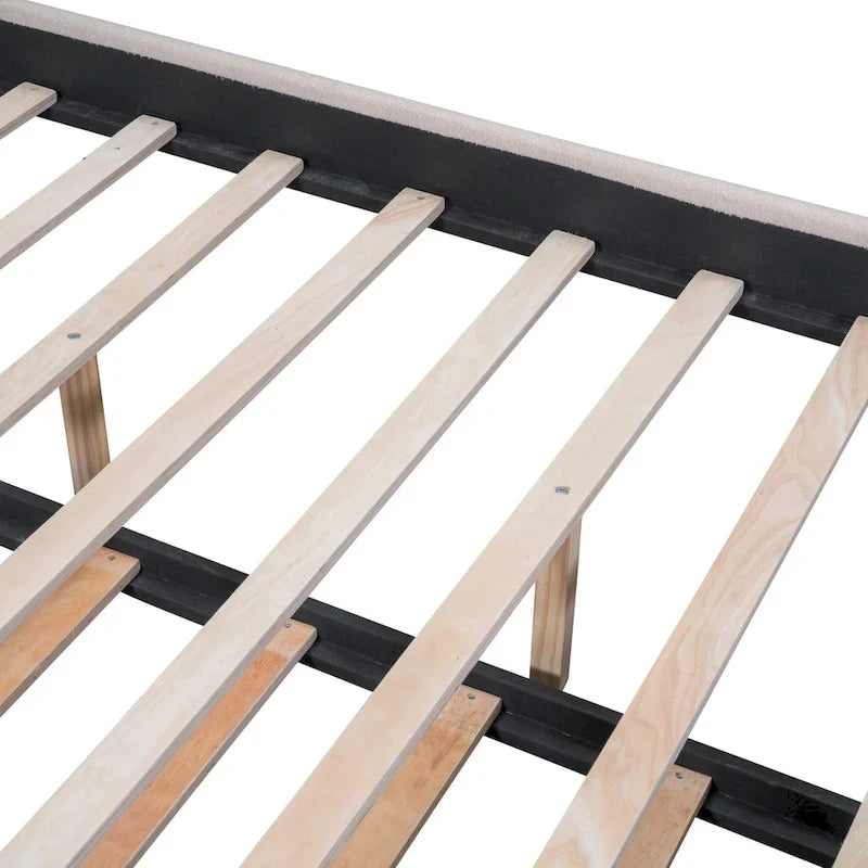 Upholstered Platform Bed with Trundle and LED Lights