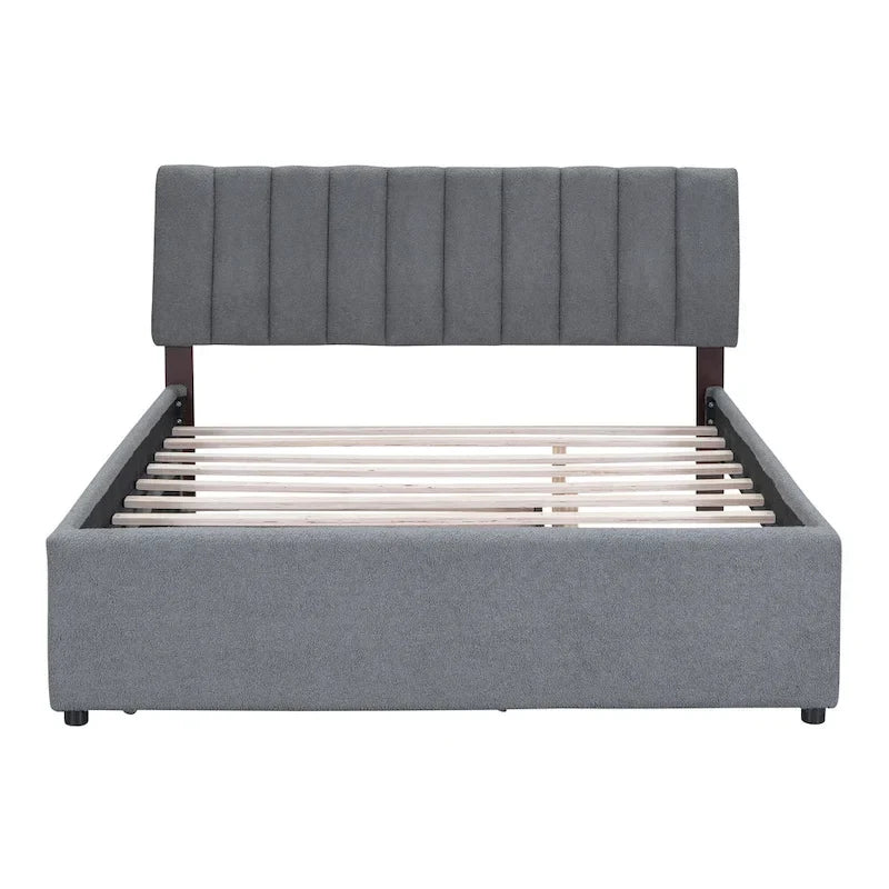 Upholstered Platform Bed with Trundle and LED Lights