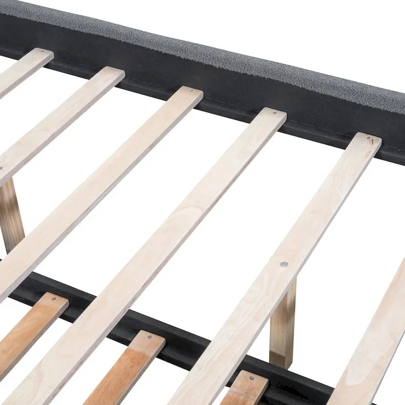 Upholstered Platform Bed with Trundle and LED Lights