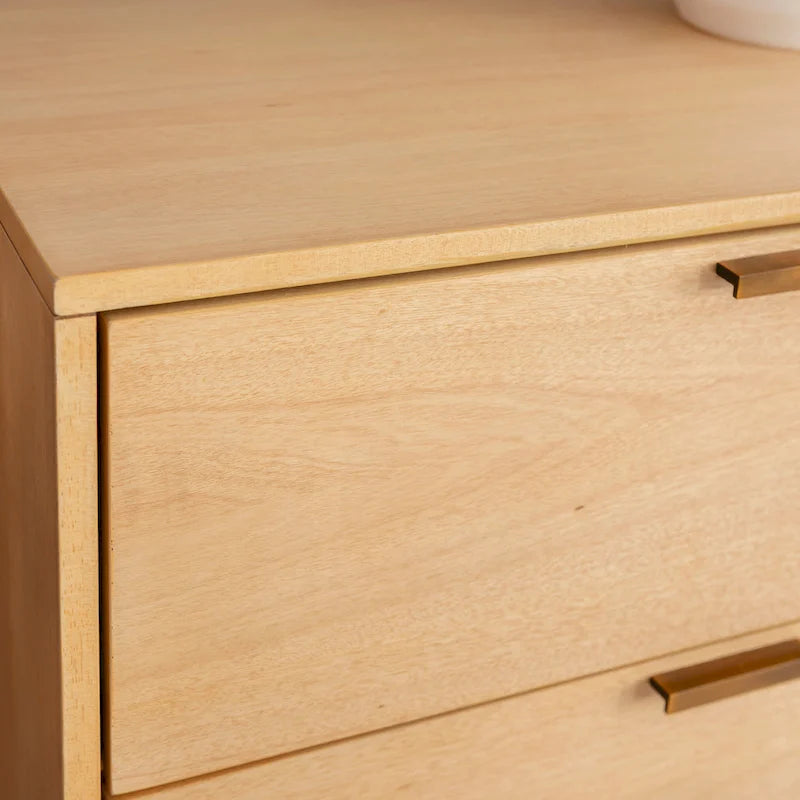 Mid-Century 6-Drawer Dresser in Natural and Walnut Wood Tones