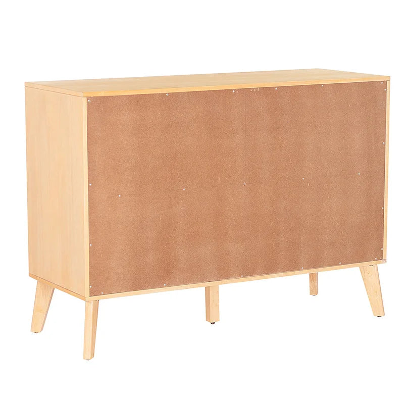 Mid-Century 6-Drawer Dresser in Natural and Walnut Wood Tones