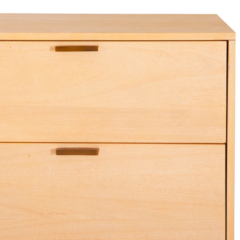 Mid-Century 6-Drawer Dresser in Natural and Walnut Wood Tones